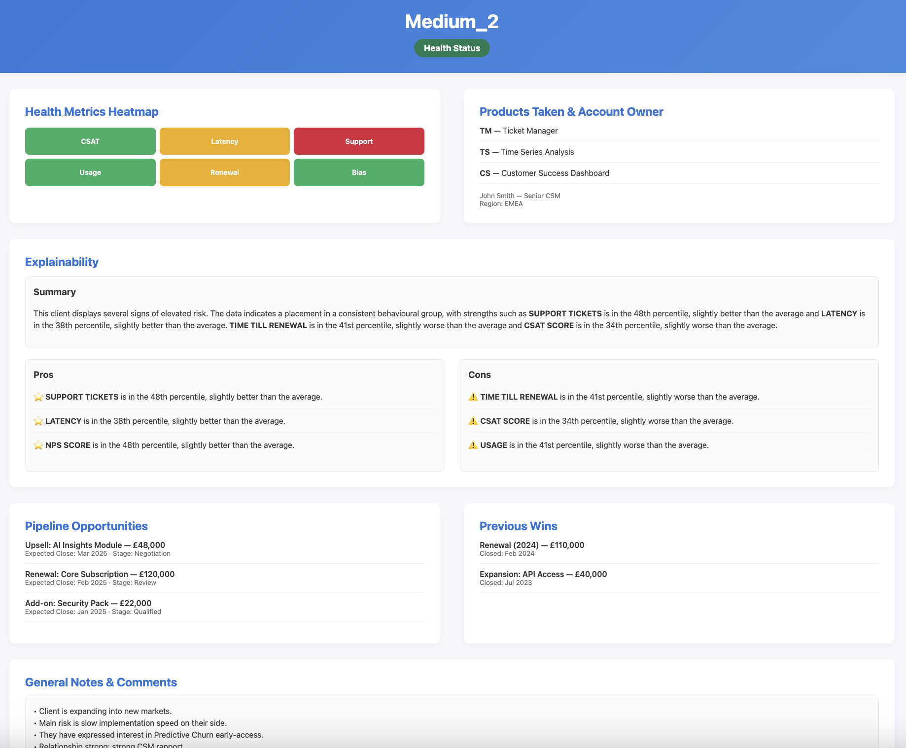Explainability panel